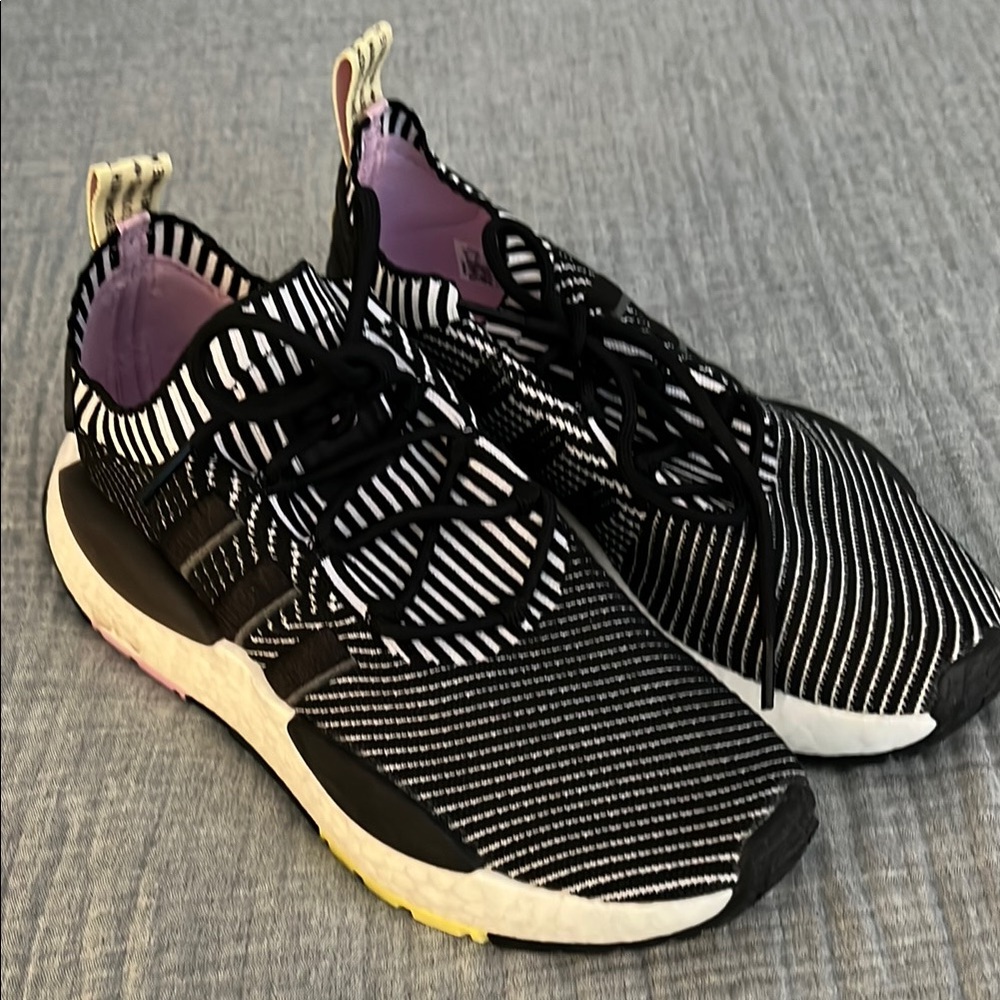 Black and White Striped Sneakers